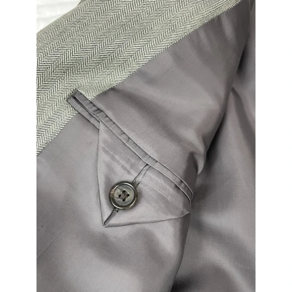 Lauren Ralph Lauren Silk Wool Suit Coat Jacket Men's 40R Beige/Brown Herringbone